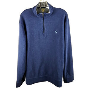 Polo Ralph Lauren quarter zip Sweater Mens XXL Blue Mock Neck Sweatshirt